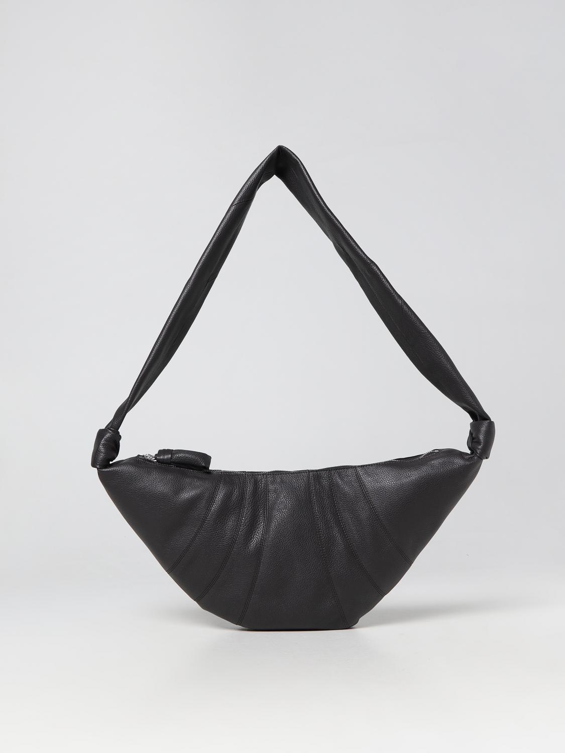 LEMAIRE BORSA A SPALLA: Borsa Croissant Lemaire in pelle a micro grana, Marrone - Img 1