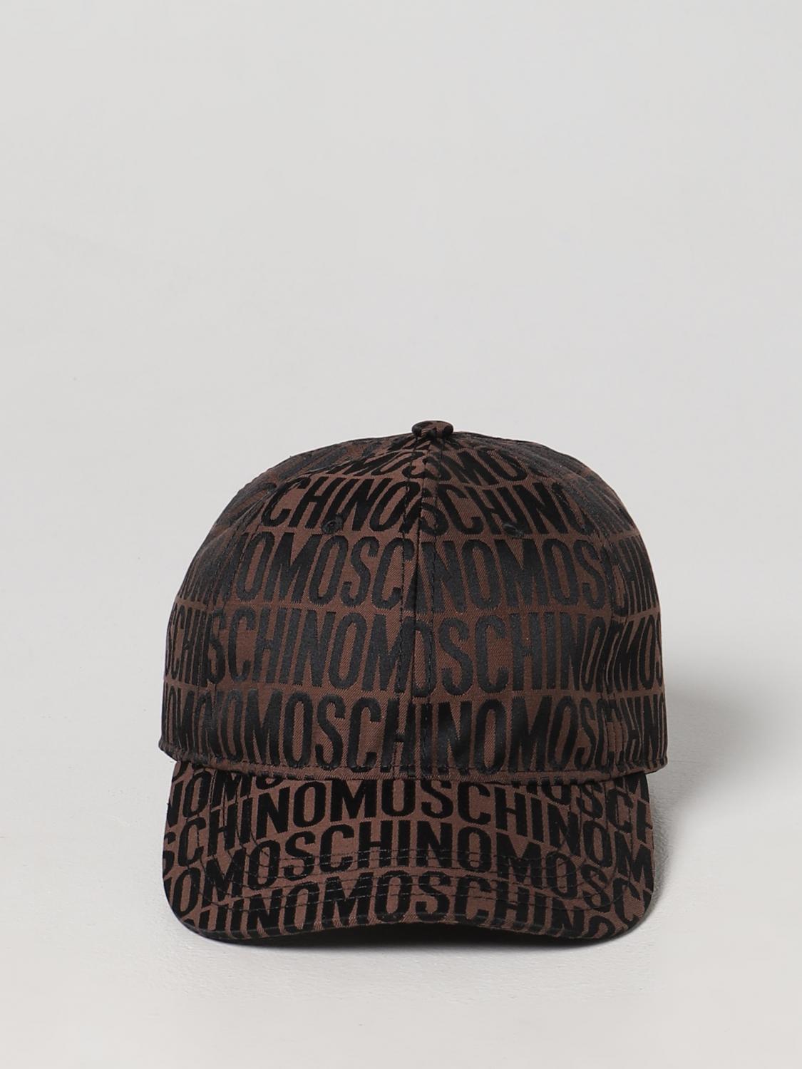 MOSCHINO COUTURE CAPPELLO: Cappello Moschino Couture in misto cotone con logo jacquard , Marrone - Img 2