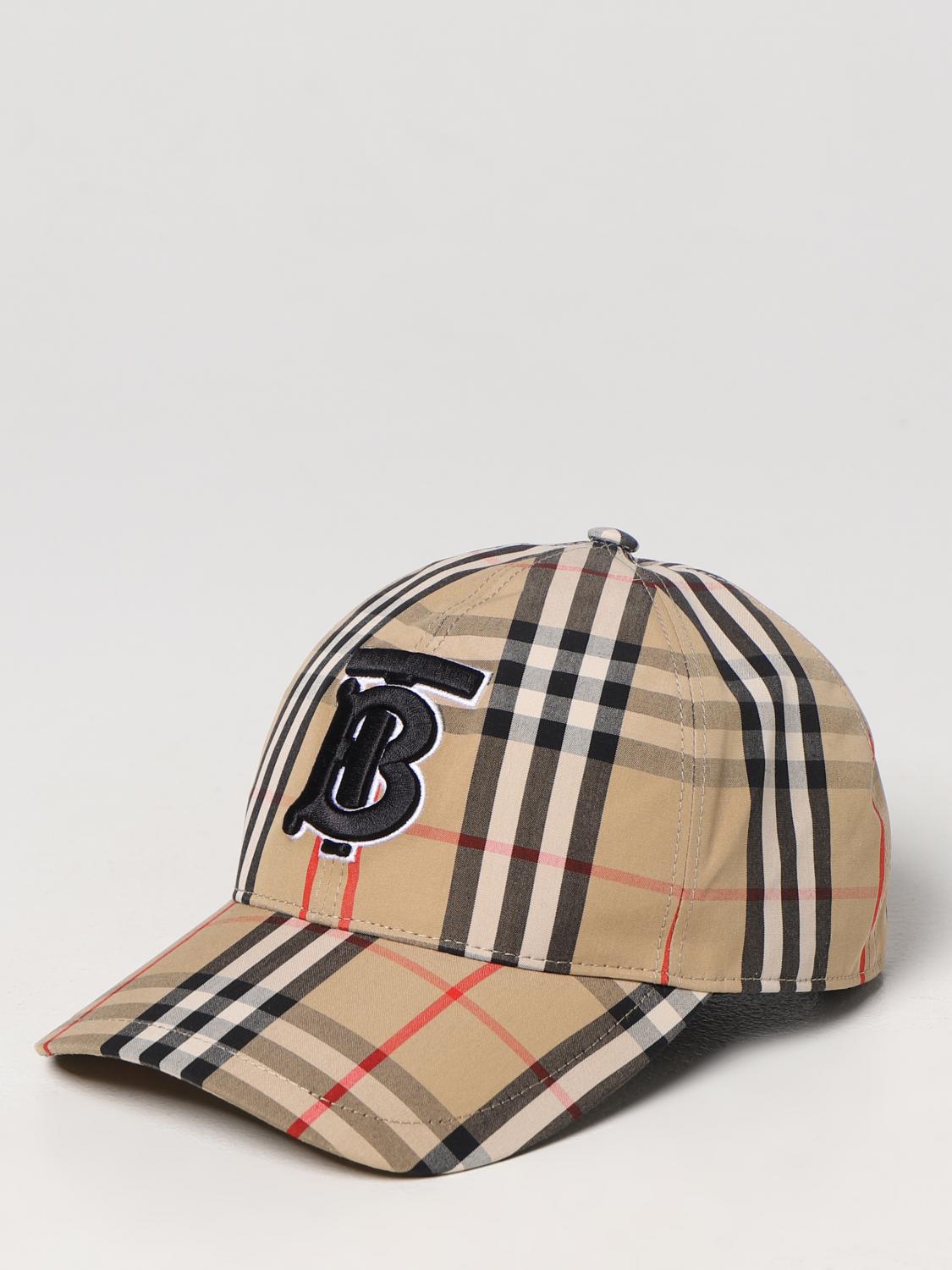 BURBERRY CAPPELLO: Cappello Burberry in cotone con Vintage Check all over, Beige - Img 1