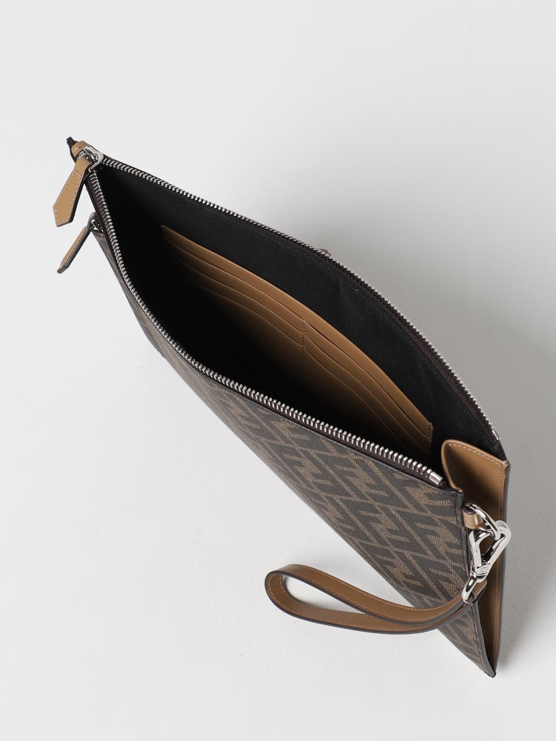 FENDI BRIEFCASE: Diagonal Fendi pouch in smooth leather and coated canvas, Black - Img 4