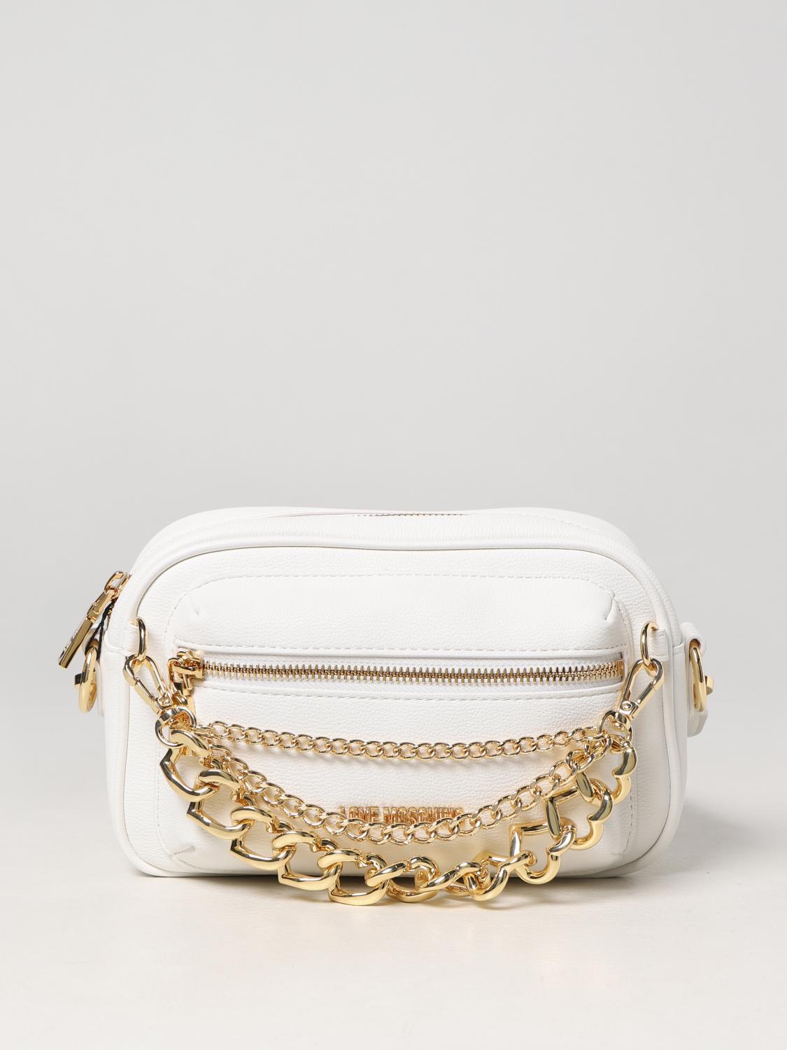 LOVE MOSCHINO: bag in recycled grained synthetic leather White