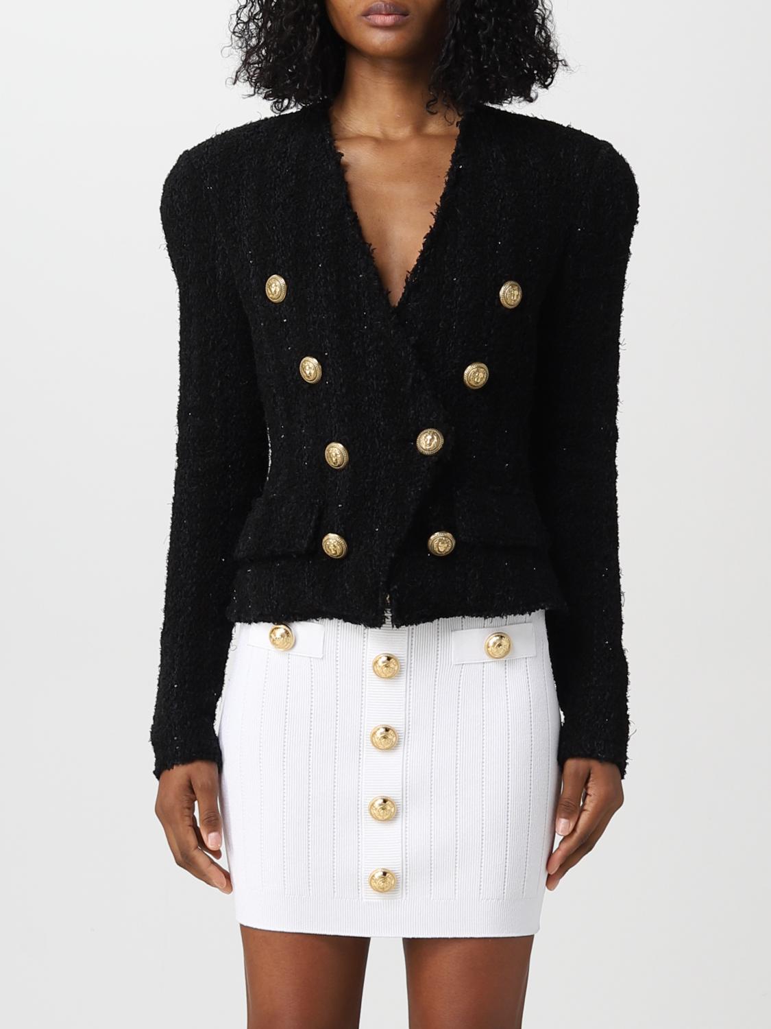 BALMAIN BLAZER: Blazer Balmain in tweed, Nero - Img 1