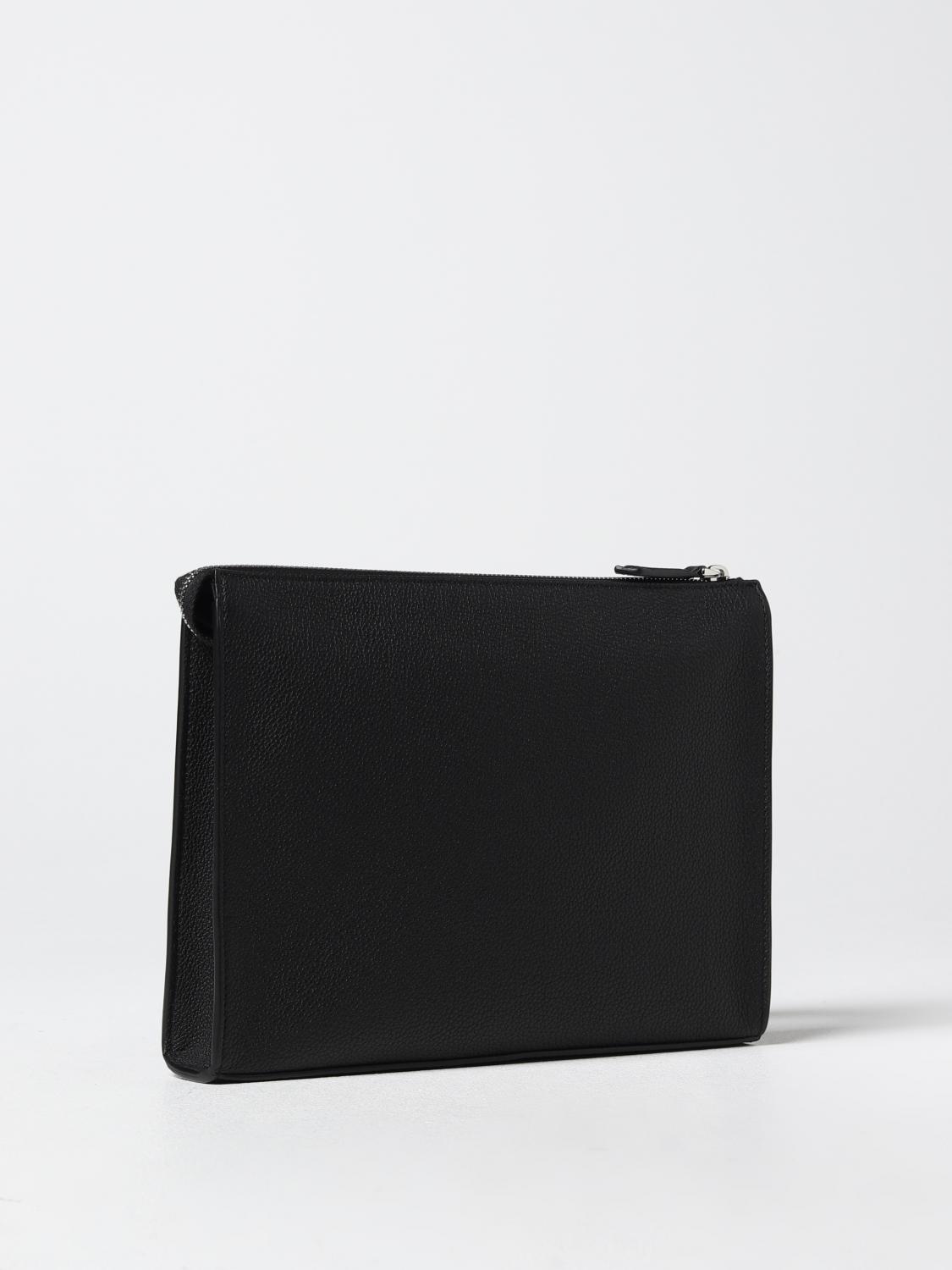 FENDI BRIEFCASE: Fendi clutch in grained leather, Black - Img 3