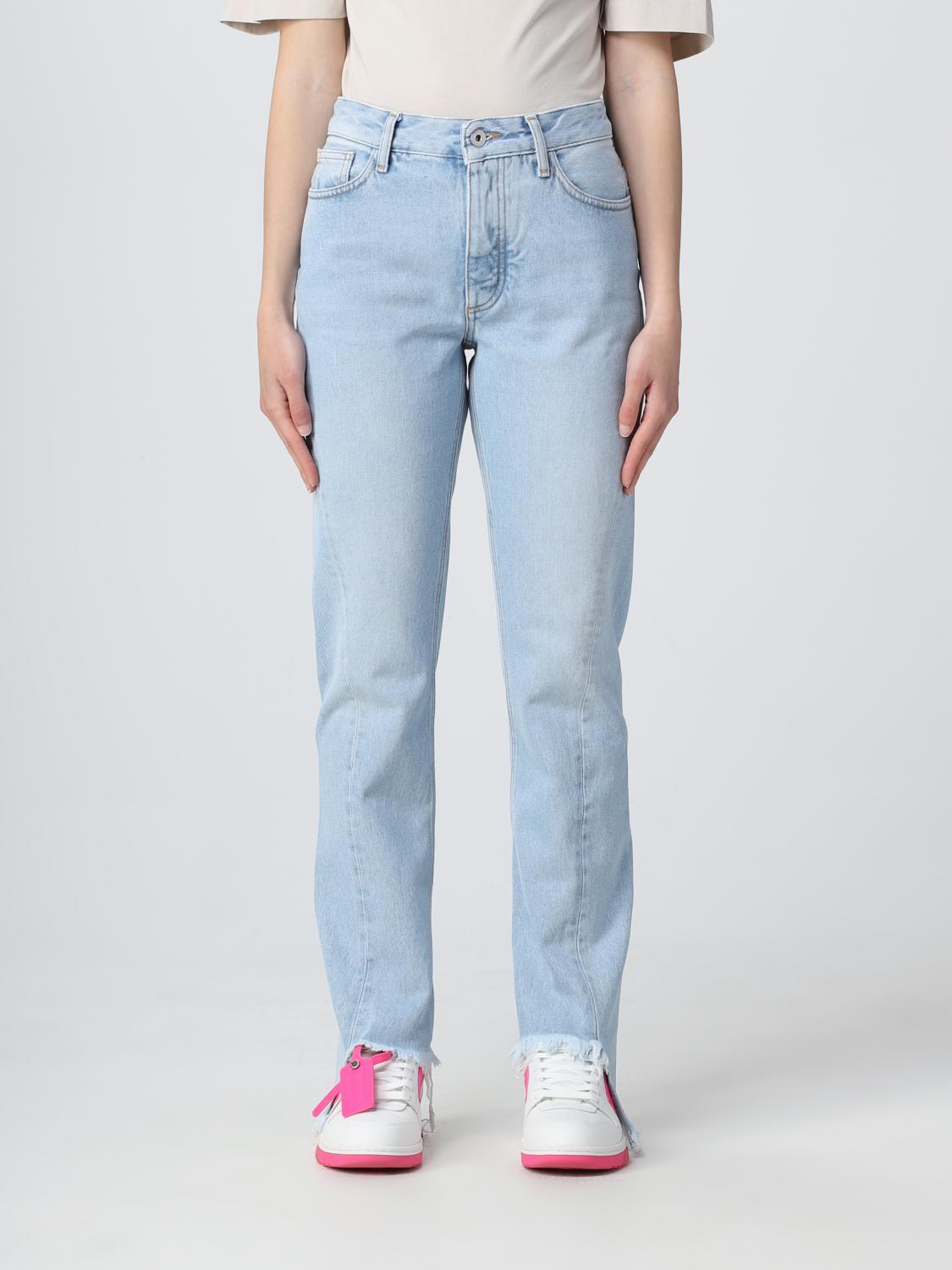 デニム・ジーパン Off-White Woman Jeans Gnawed Blue OWYA053S23DEN001 4000 Off-White Outlet: denim jeans - Gnawed Blue | Off-White