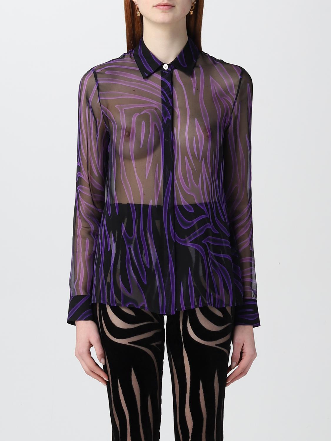 Vero Moda camicia donna in fantasia gessata celeste main image 1