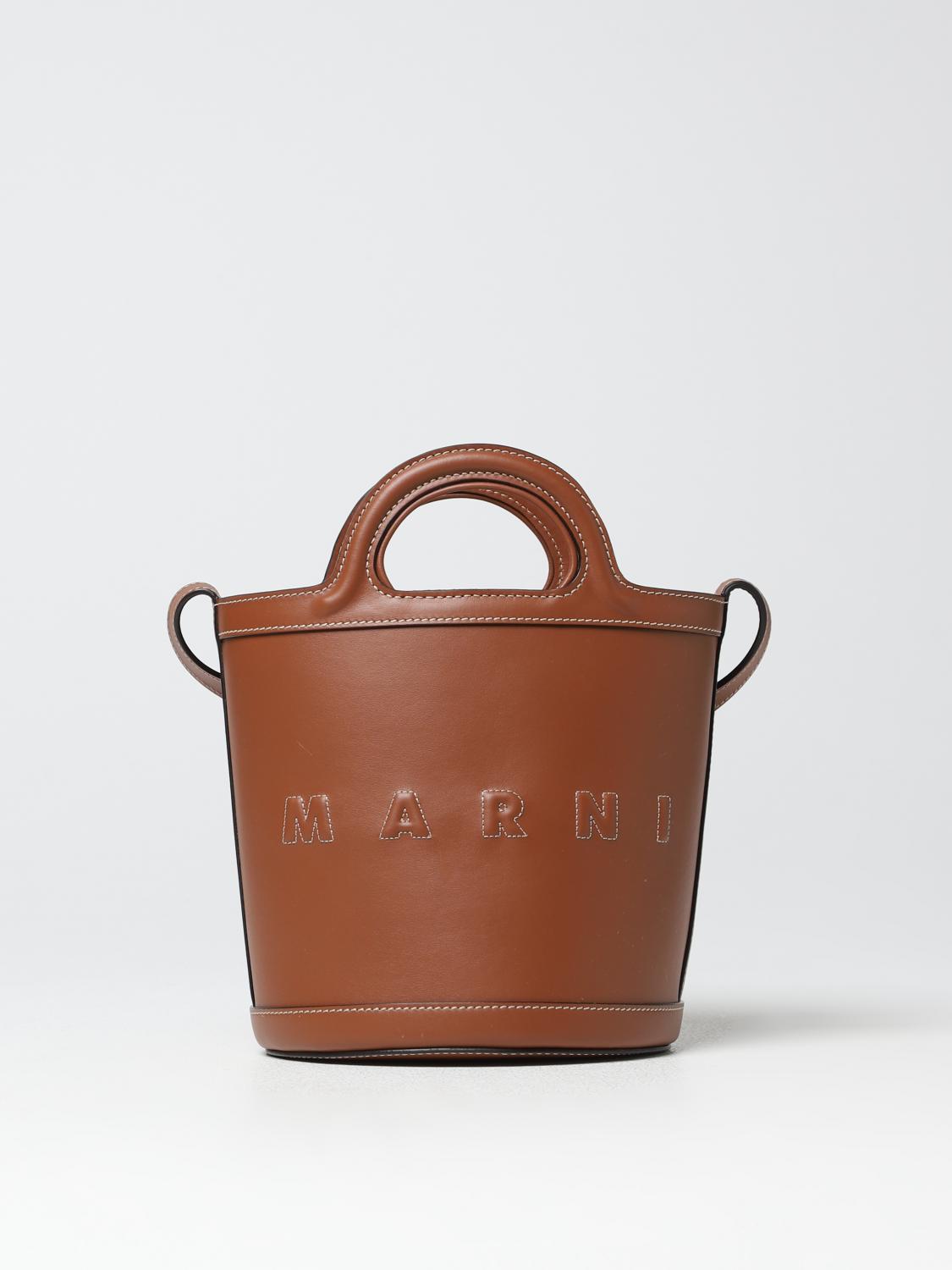 MARNI BORSA MINI: Borsa Tropicalia Marni in pelle, Marrone - Img 1
