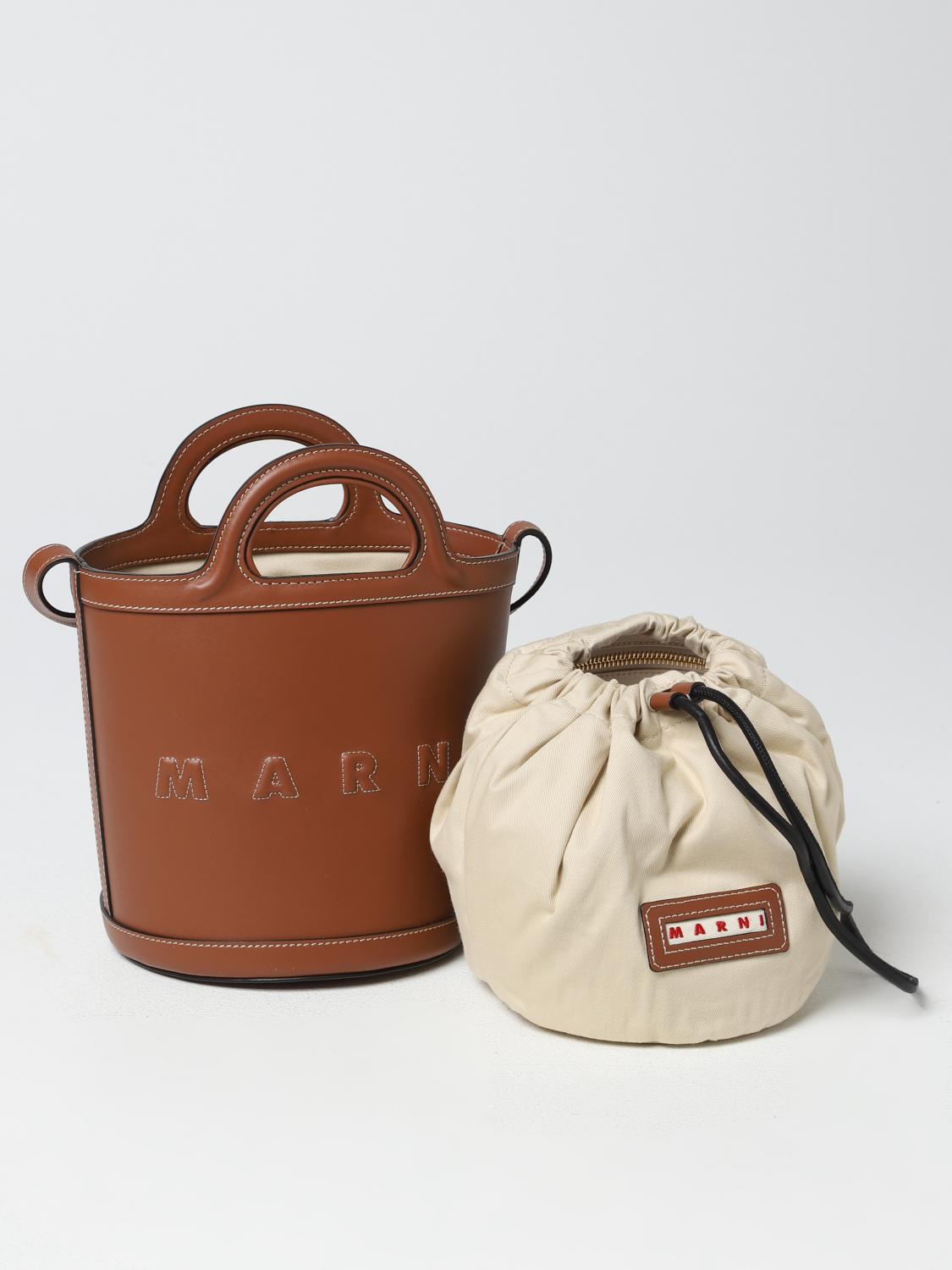 MARNI BORSA MINI: Borsa Tropicalia Marni in pelle, Marrone - Img 3