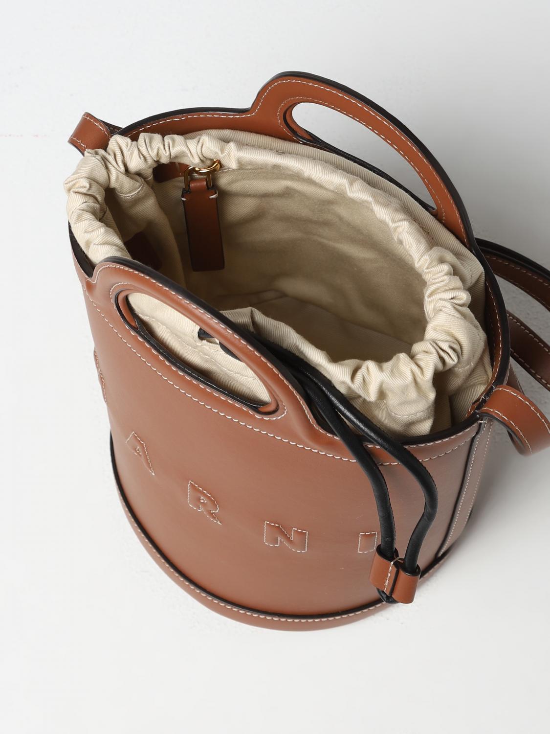 MARNI BORSA MINI: Borsa Tropicalia Marni in pelle, Marrone - Img 4