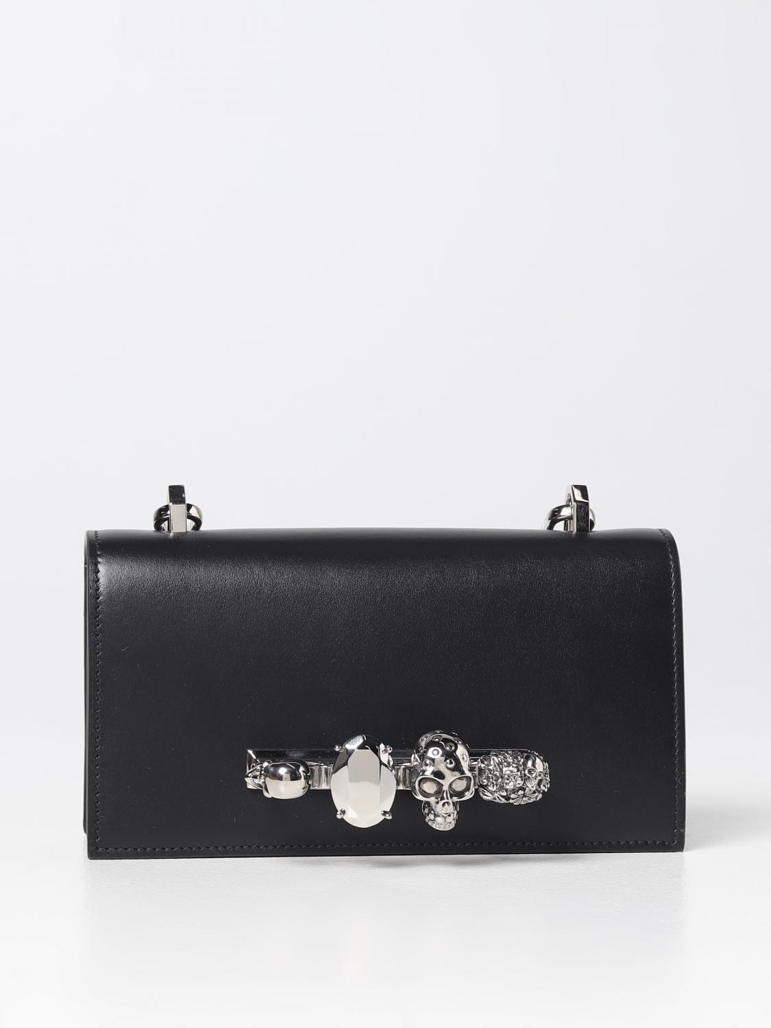 MCQUEEN SHOULDER BAG: McQueen The Knuckle bag in leather, Black - Img 1