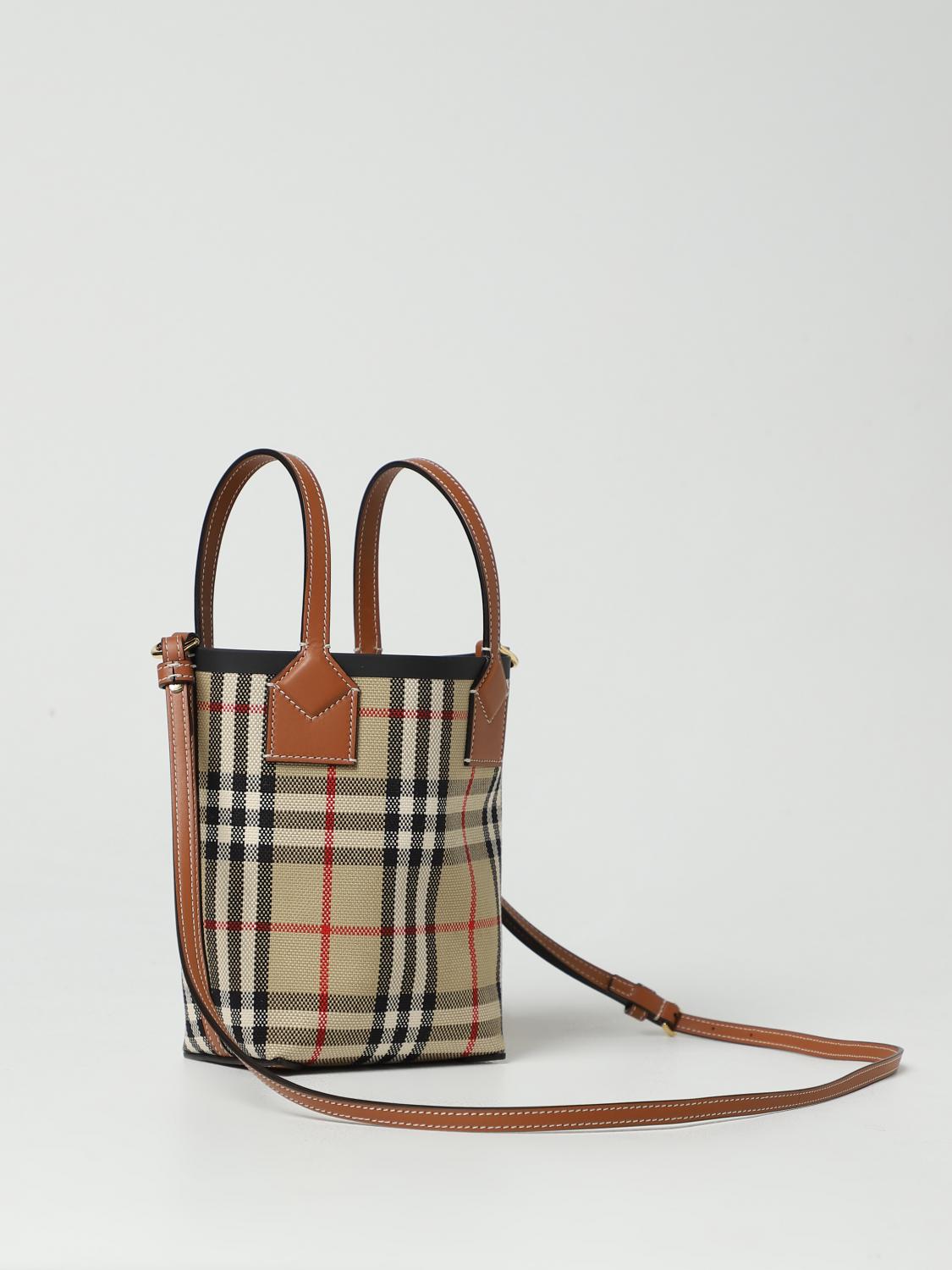 BURBERRY BORSA MINI: Borsa London Burberry in canvas check , Beige - Img 3