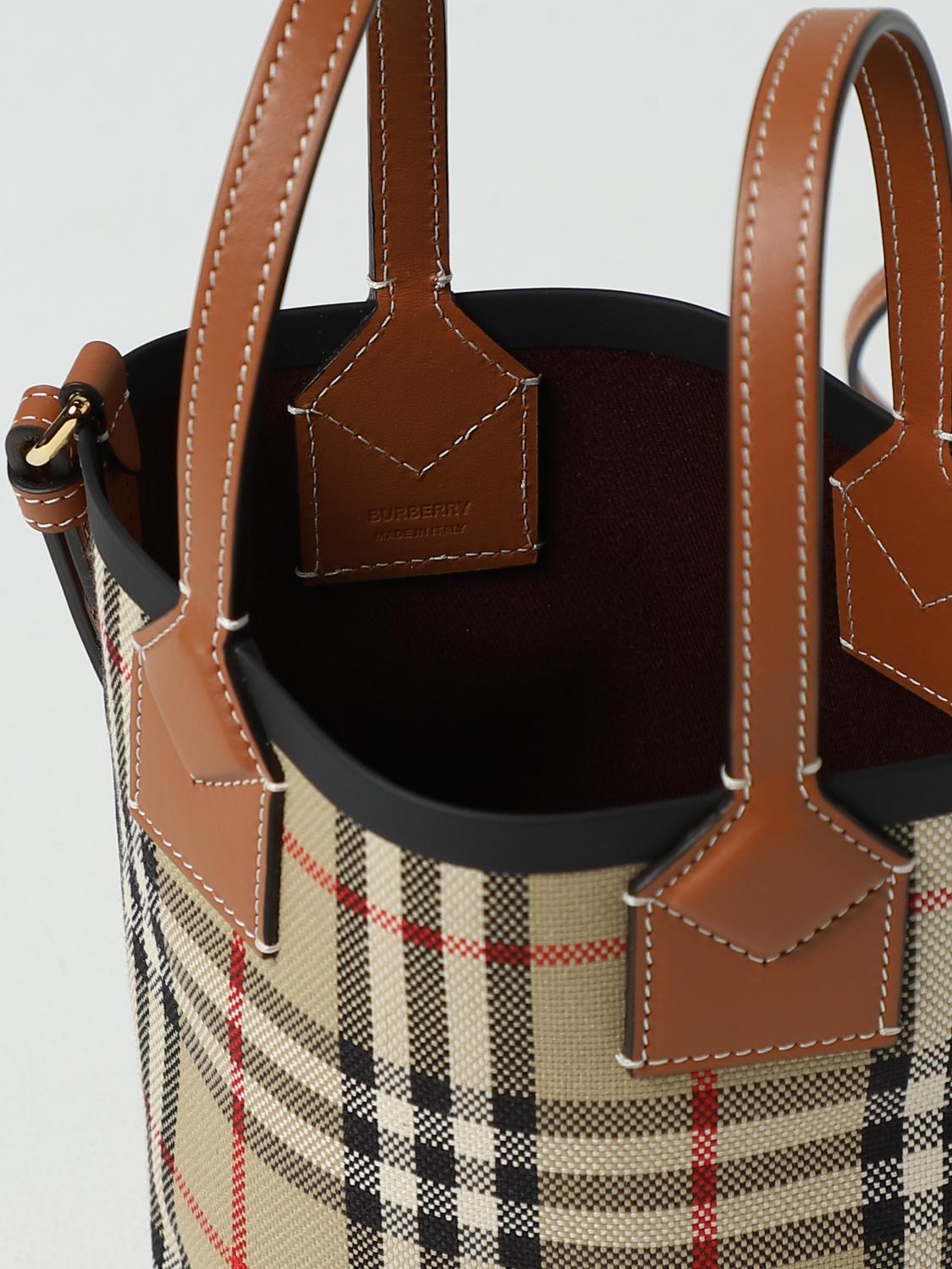 BURBERRY: London bag in canvas - Beige | Burberry mini bag 8070461 