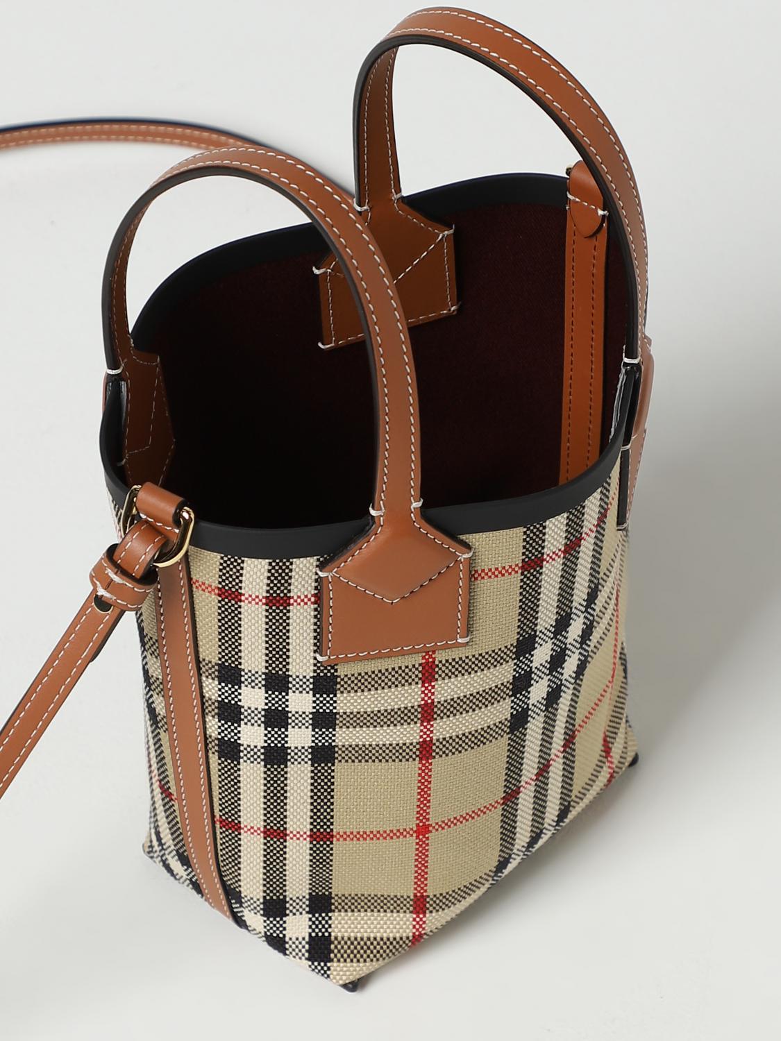 BURBERRY BORSA MINI: Borsa London Burberry in canvas check , Beige - Img 5