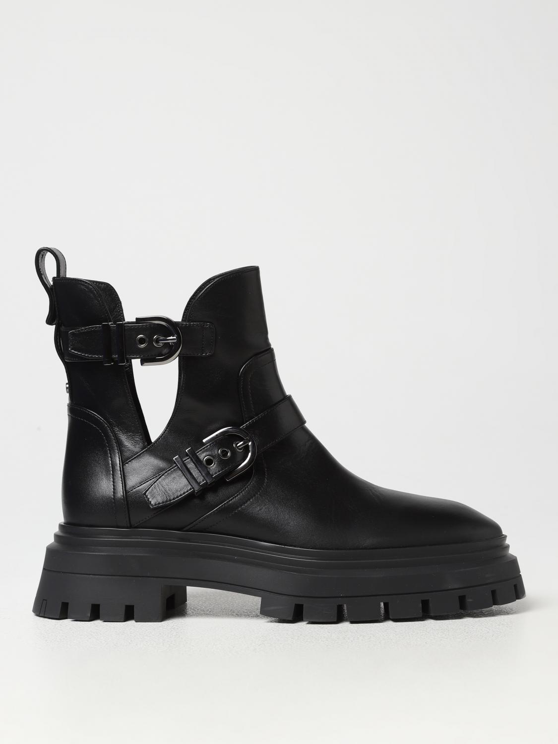 Stuart Weitzman Outlet leather ankle boots Black Stuart Weitzman flat ankle boot SF018