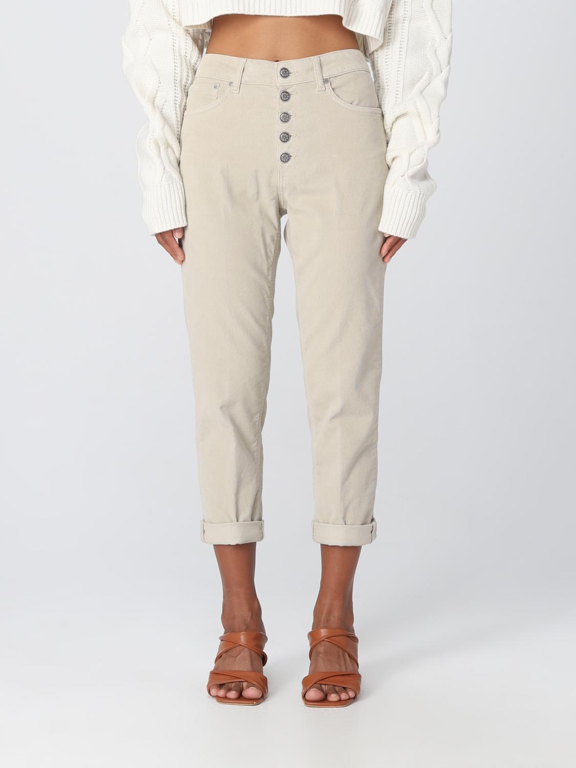 DONDUP PANTS: Dondup pants in cotton blend velvet, Beige - Img 1