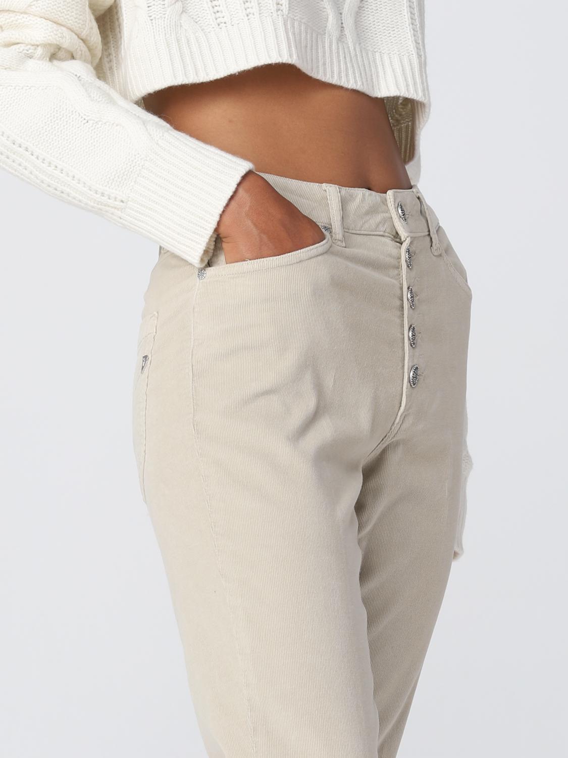 DONDUP PANTS: Dondup pants in cotton blend velvet, Beige - Img 4