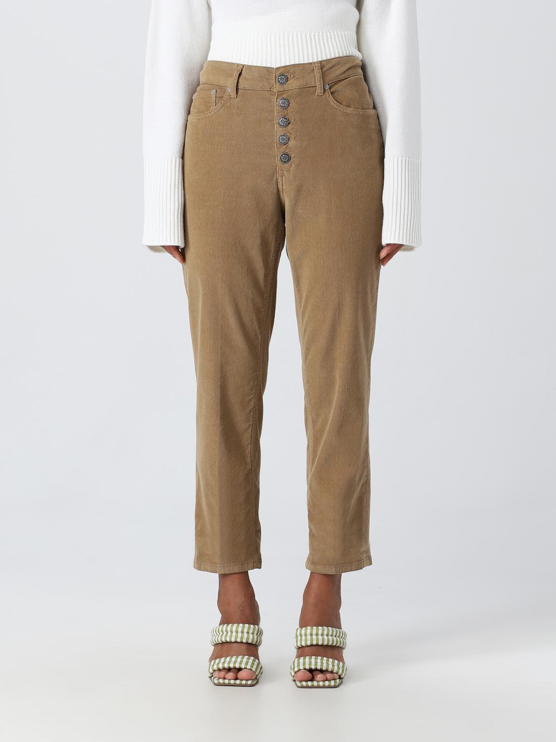 DONDUP PANTS: Dondup pants in cotton blend velvet, Sand - Img 1