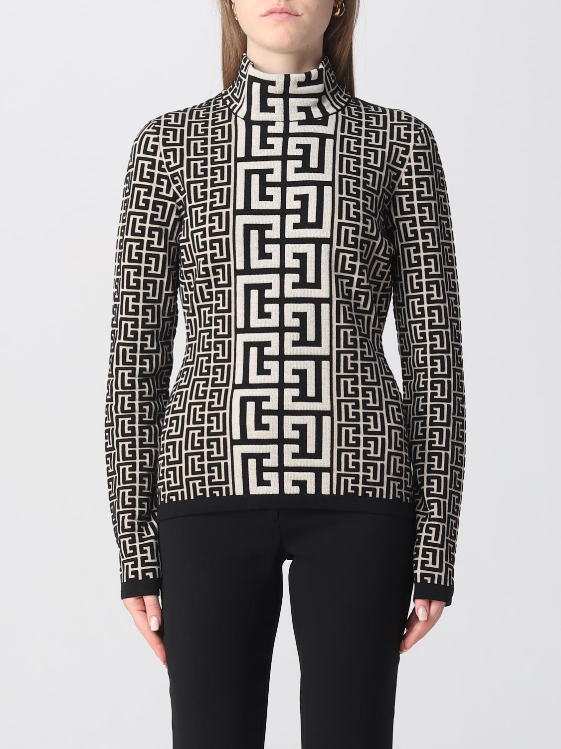 BALMAIN MAGLIA: Pullover Balmain in misto lana con motivo monogram, Avorio - Img 1