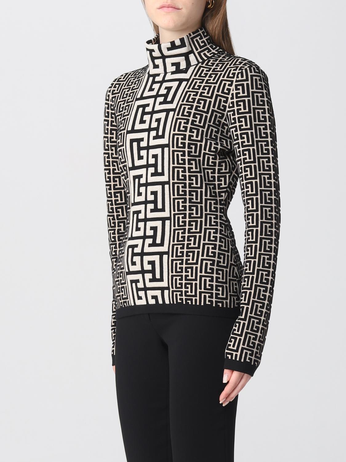 BALMAIN MAGLIA: Pullover Balmain in misto lana con motivo monogram, Avorio - Img 4