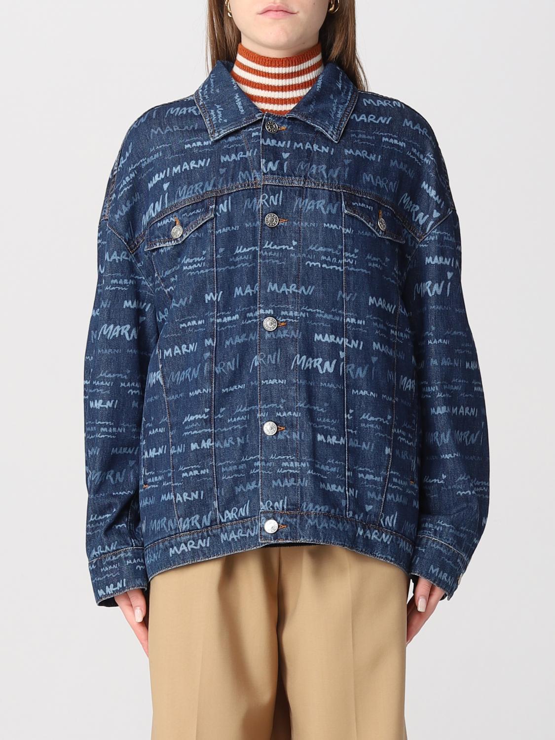 MARNI GIACCA: Giacca Marni in denim con stampa Mega Marni, Blue - Img 1