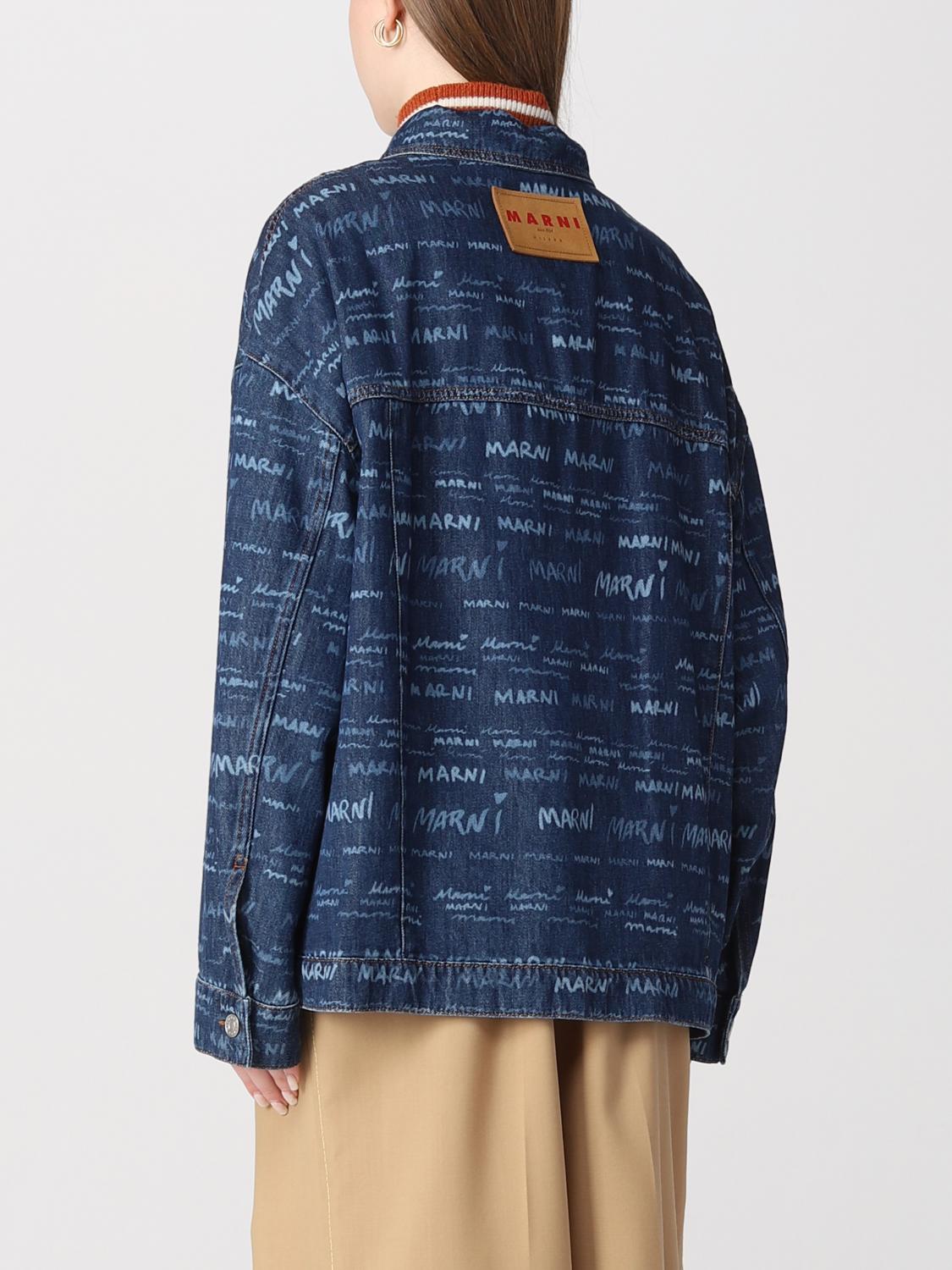 MARNI GIACCA: Giacca Marni in denim con stampa Mega Marni, Blue - Img 3