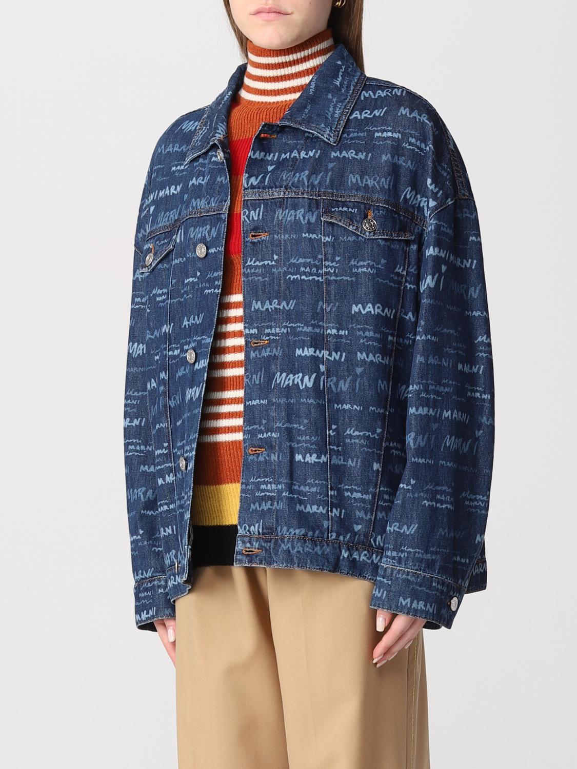 MARNI GIACCA: Giacca Marni in denim con stampa Mega Marni, Blue - Img 4