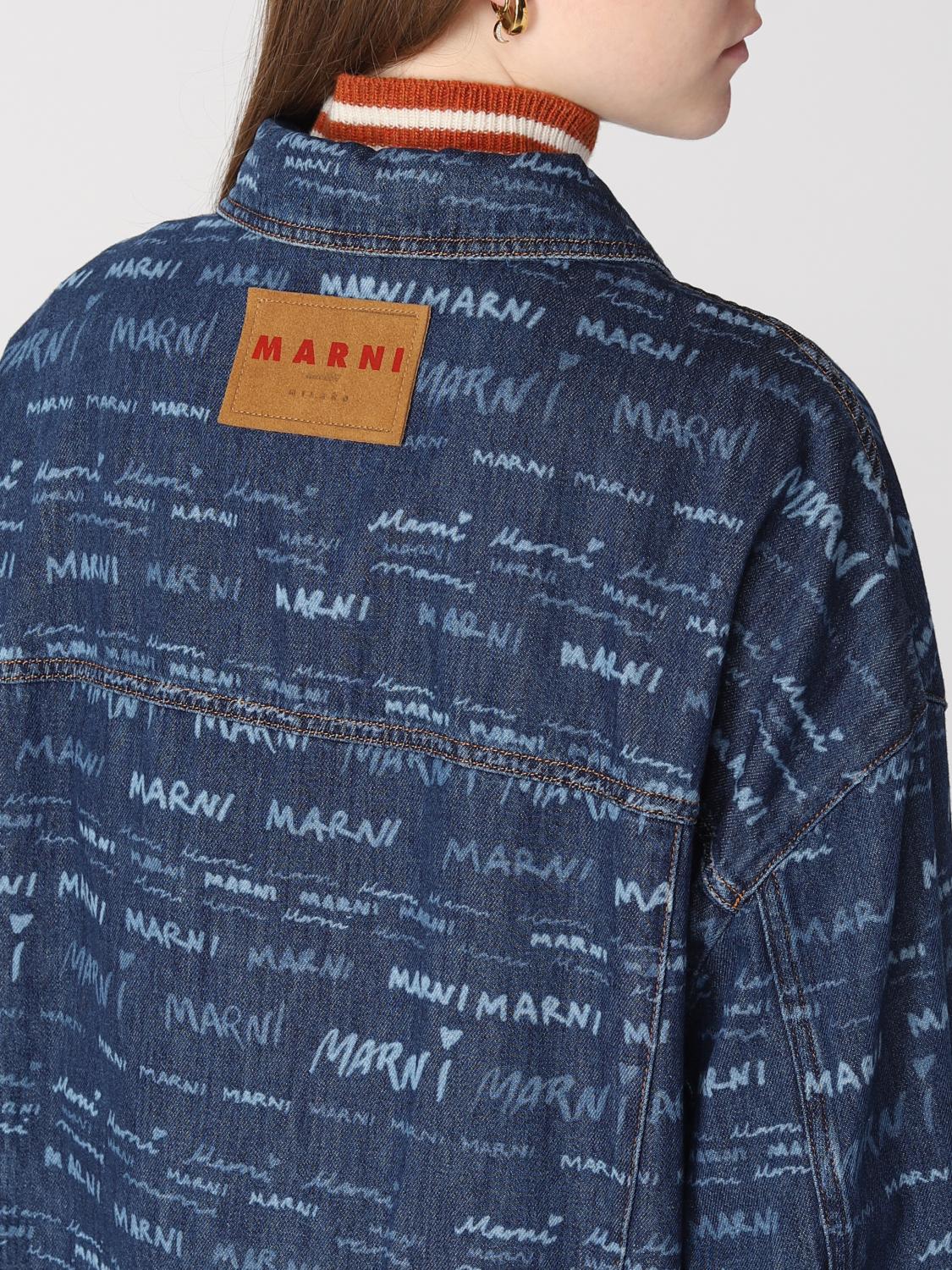 MARNI GIACCA: Giacca Marni in denim con stampa Mega Marni, Blue - Img 5