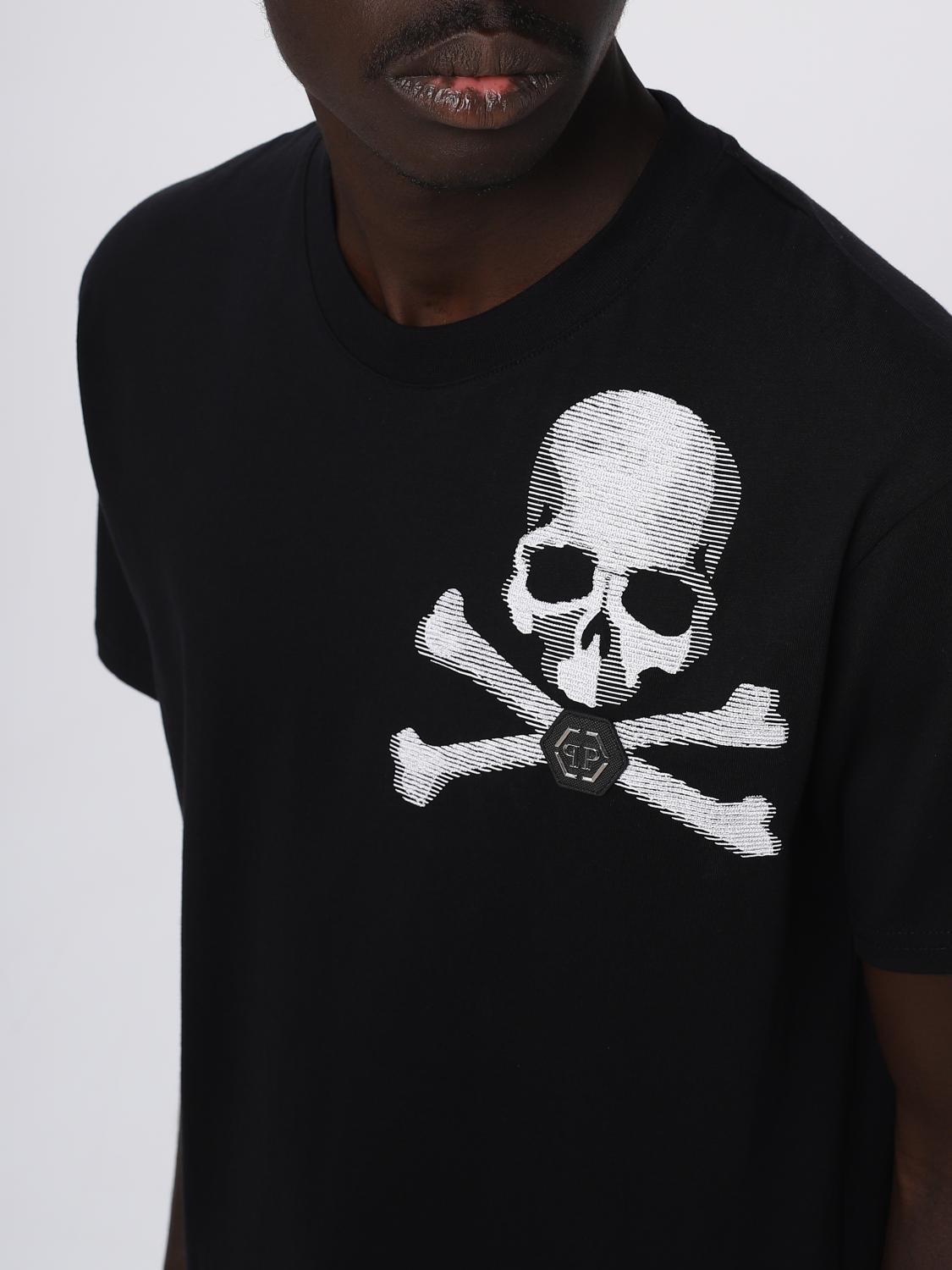 Tシャツ・カットソー PHILIPP PLEIN Men T-shirt Black FACCMTK6187PJY002N 02 Philipp Plein cotton t-shirt with hexagon logo print for men