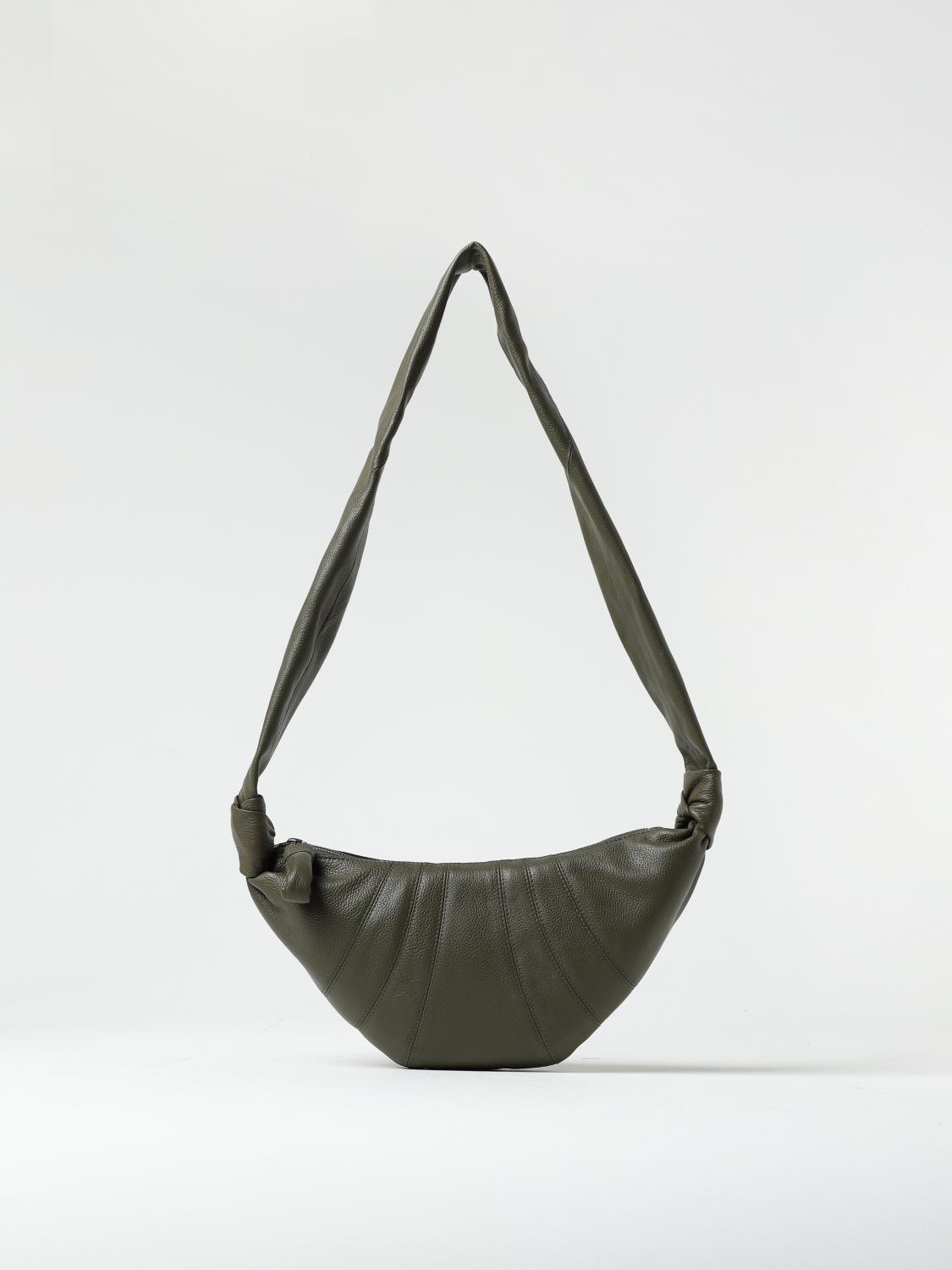 LEMAIRE BORSA A SPALLA: Borsa Croissant Lemaire in pelle trapuntata, Oliva - Img 1