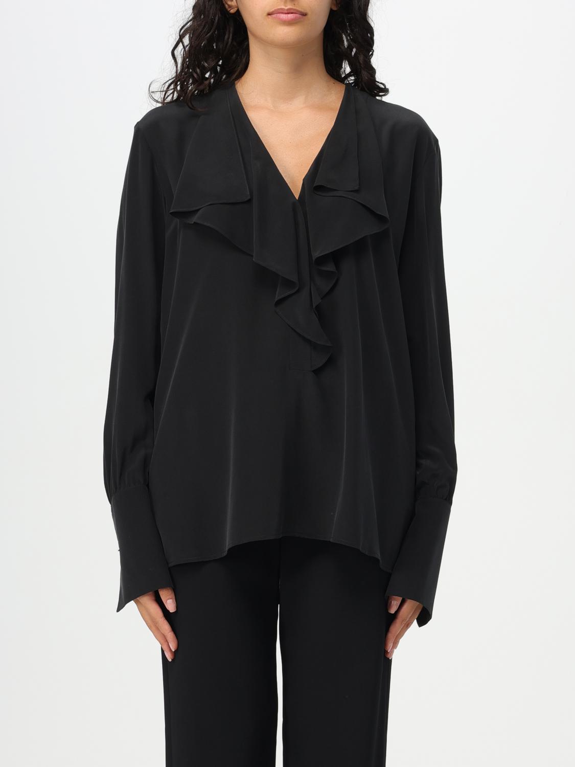 MAX MARA TOP: Blusa Max Mara in seta con volant, Nero - Img 1