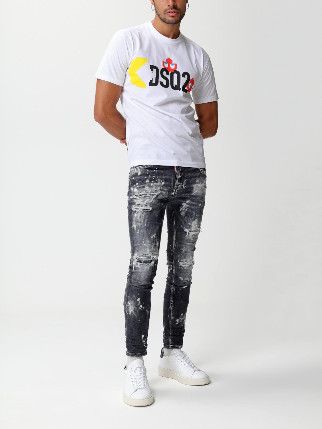 DSQUARED2 JEANS: Dsquared2 jeans in painted and distressed effect denim, Black - Img 2