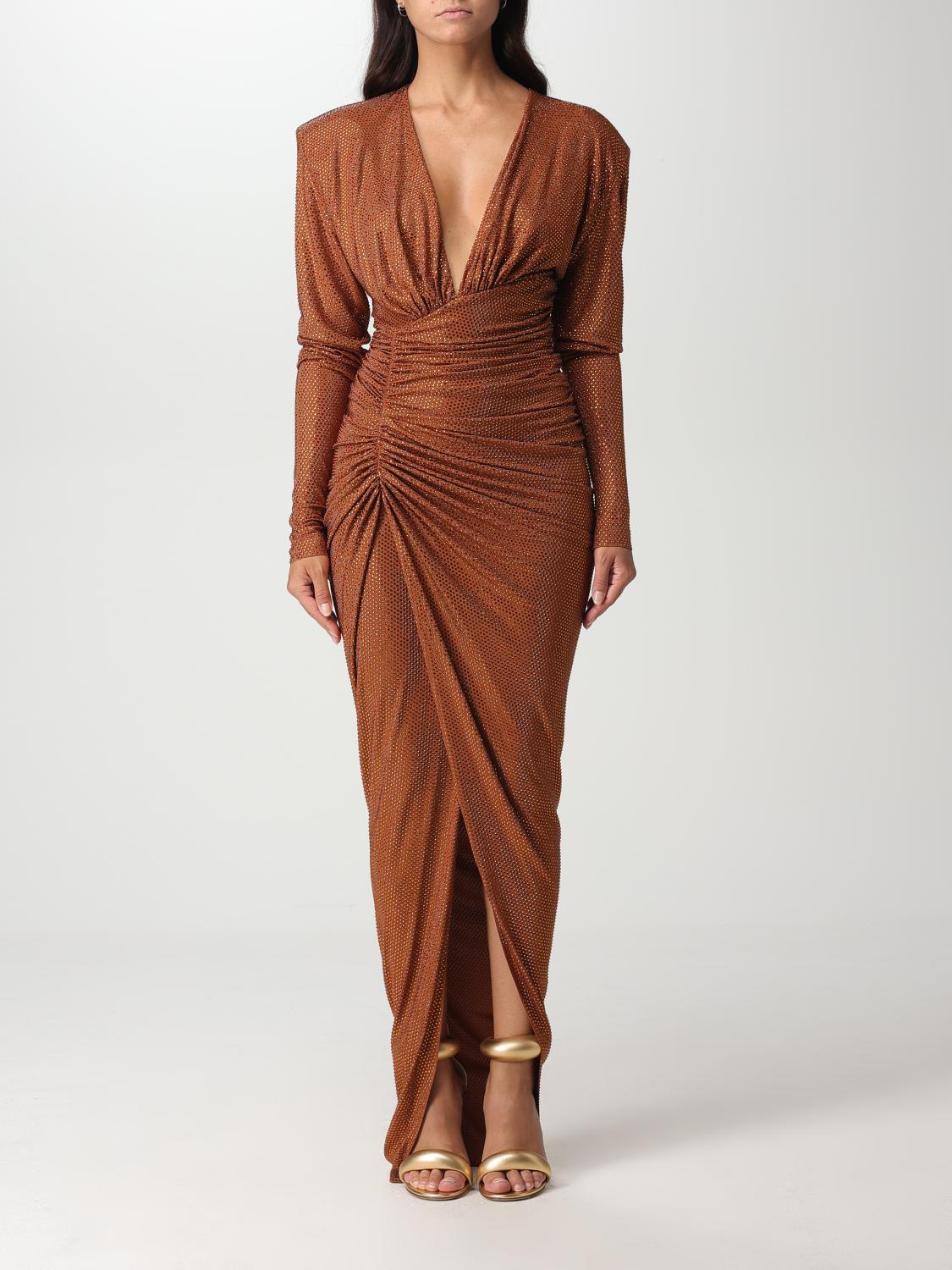 ALEXANDRE VAUTHIER VESTIDO: Vestido Alexandre Vauthier de viscosa elástica, Marrón - Img 1