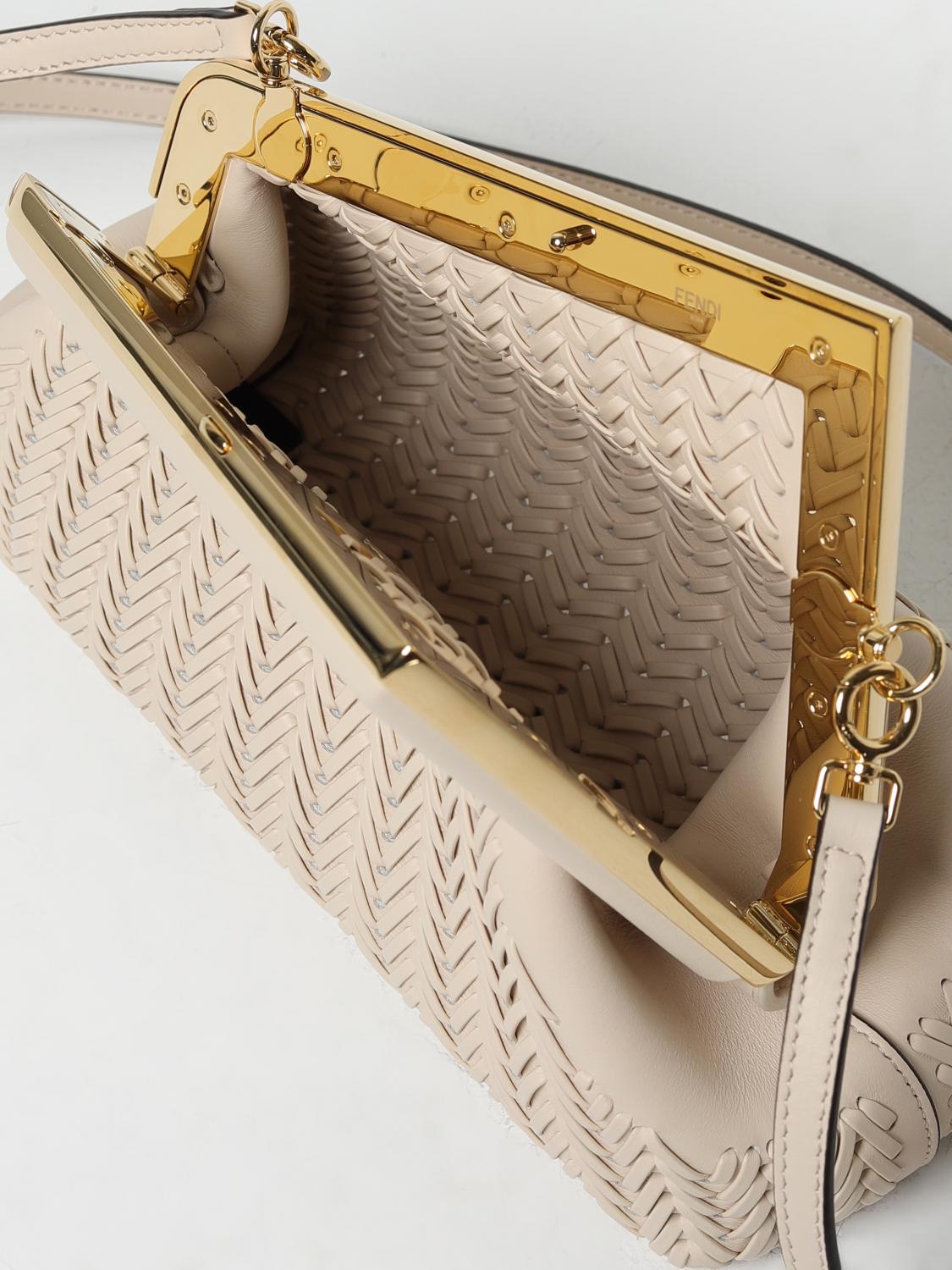 Fendi First bag in woven leather - Beige | 8BP129APZ6 | GIGLIO.COM