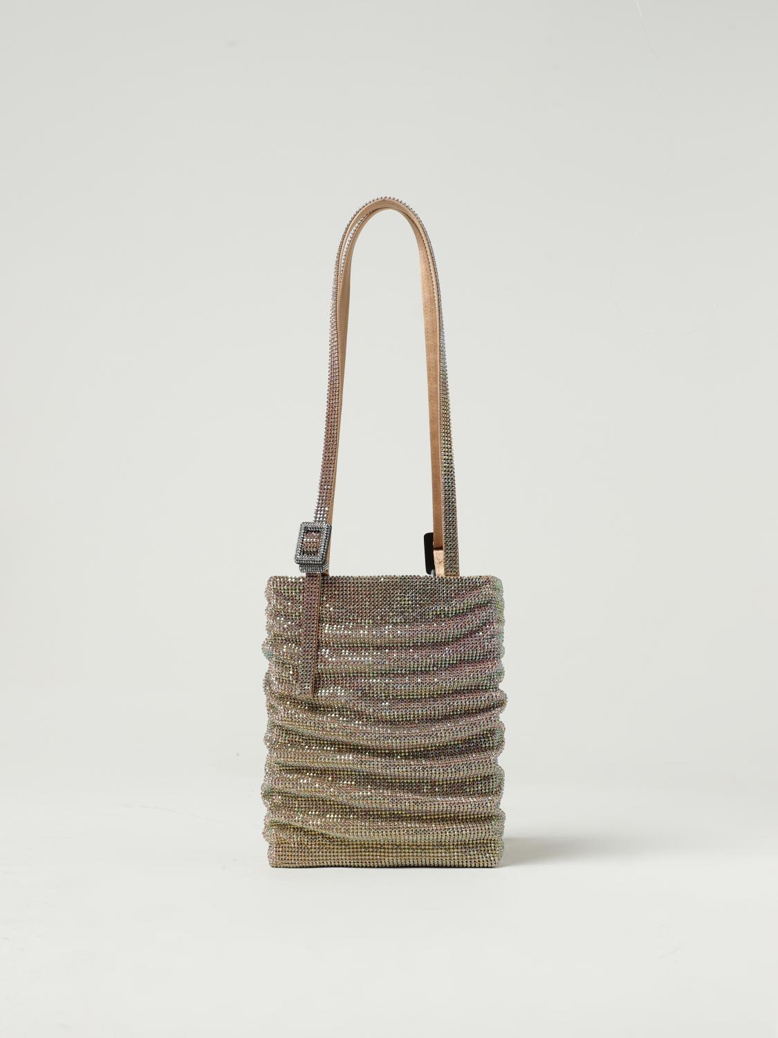 BENEDETTA BRUZZICHES BORSA MINI: Borsa Lollo Benedetta Bruzziches in raso di seta con strass, Oro - Img 1