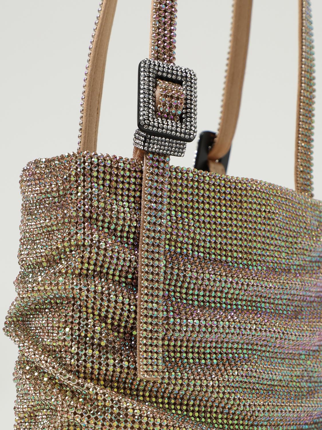 BENEDETTA BRUZZICHES BORSA MINI: Borsa Lollo Benedetta Bruzziches in raso di seta con strass, Oro - Img 4