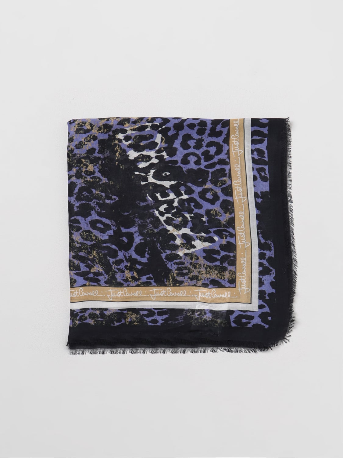 JUST CAVALLI SCIARPA: Sciarpa Just Cavalli in modal stampa animalier all over, Viola - Img 1