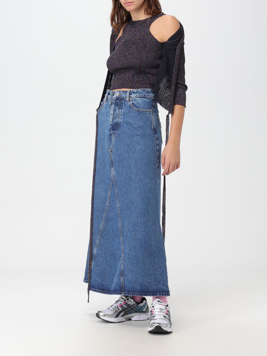 GANNI TOP: Top Ganni in tessuto riciclato e lurex, Denim - Img 2