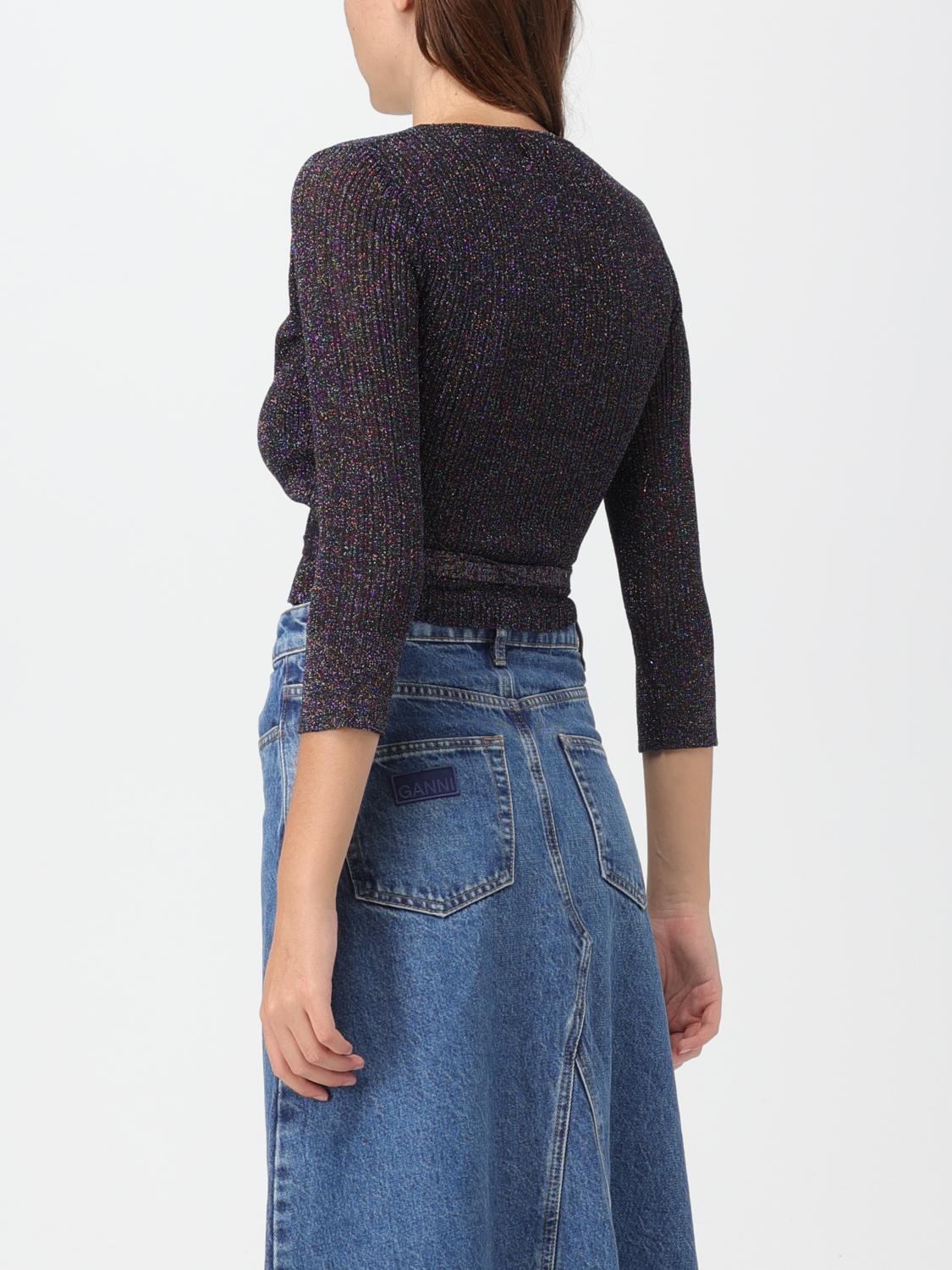 GANNI TOP: Top Ganni in tessuto riciclato e lurex, Denim - Img 3