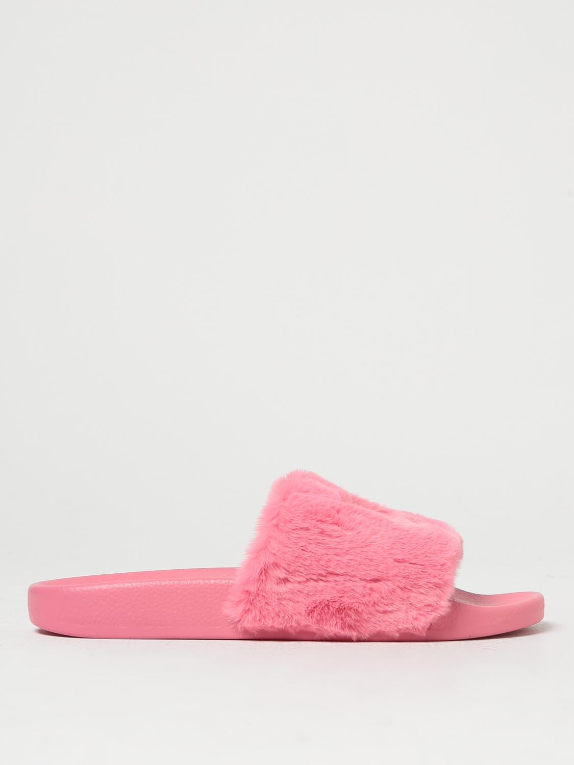 Pink fur flip flops hotsell