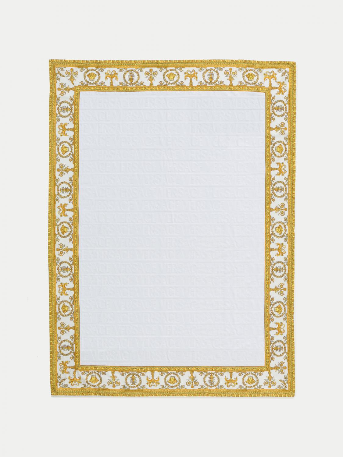 VERSACE HOME BATH AND BEACH TOWELS: Versace Home Baroque terry cotton beach towel, White - Img 2