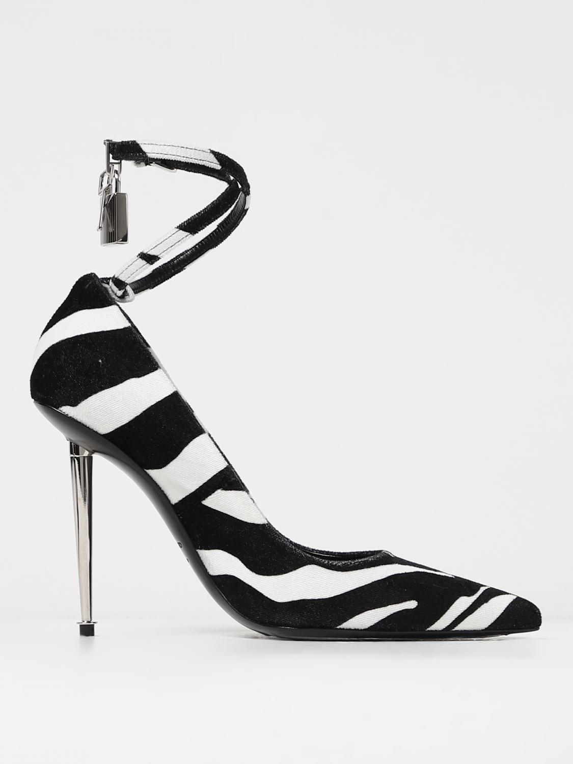 TOM FORD: Décolleté in ciniglia animalier con charm Nero