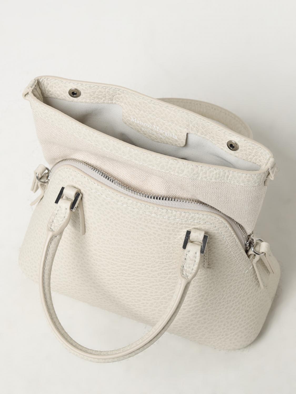 MAISON MARGIELA MINI BAG: Maison Margiela 5AC bag in grained leather, White - Img 4