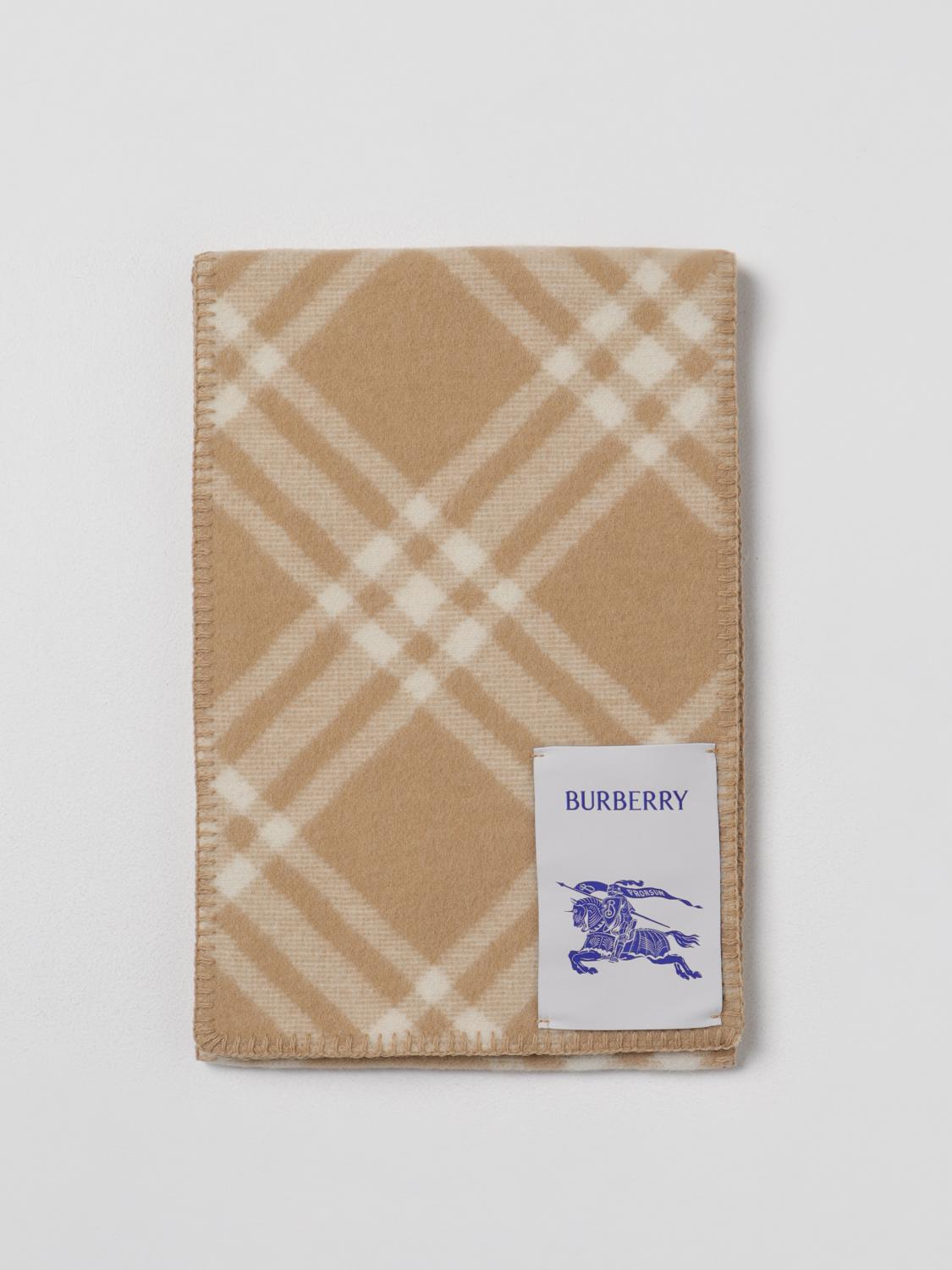BURBERRY SCARF: Burberry wool scarf with all-over check pattern, Beige - Img 1