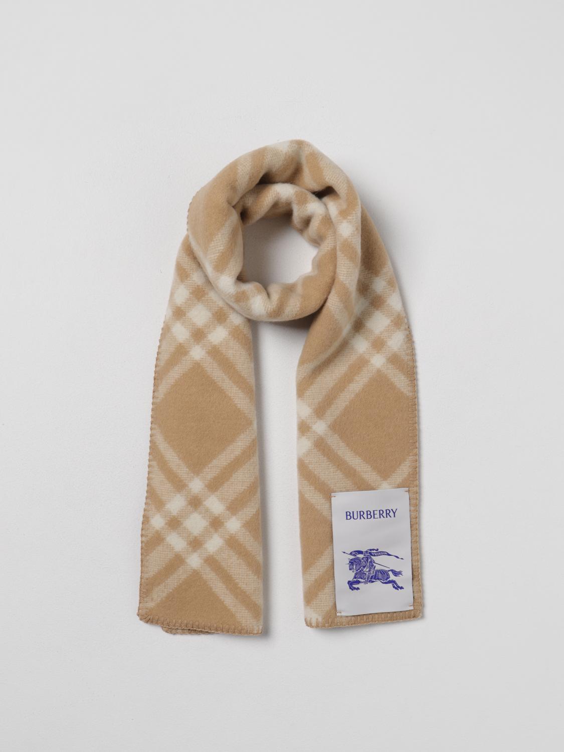 BURBERRY SCARF: Burberry wool scarf with all-over check pattern, Beige - Img 2