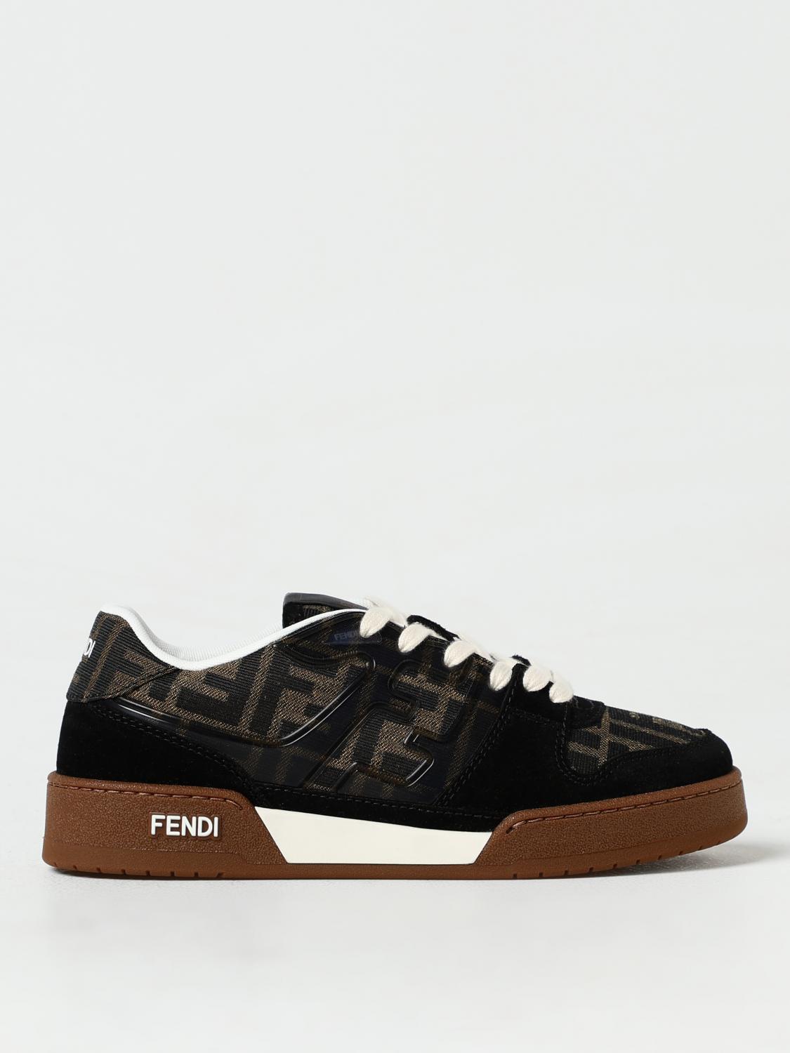 FENDI SNEAKERS: Fendi Match Sneakers aus Jacquard-Stoff und Wildleder, Braun - Img 1