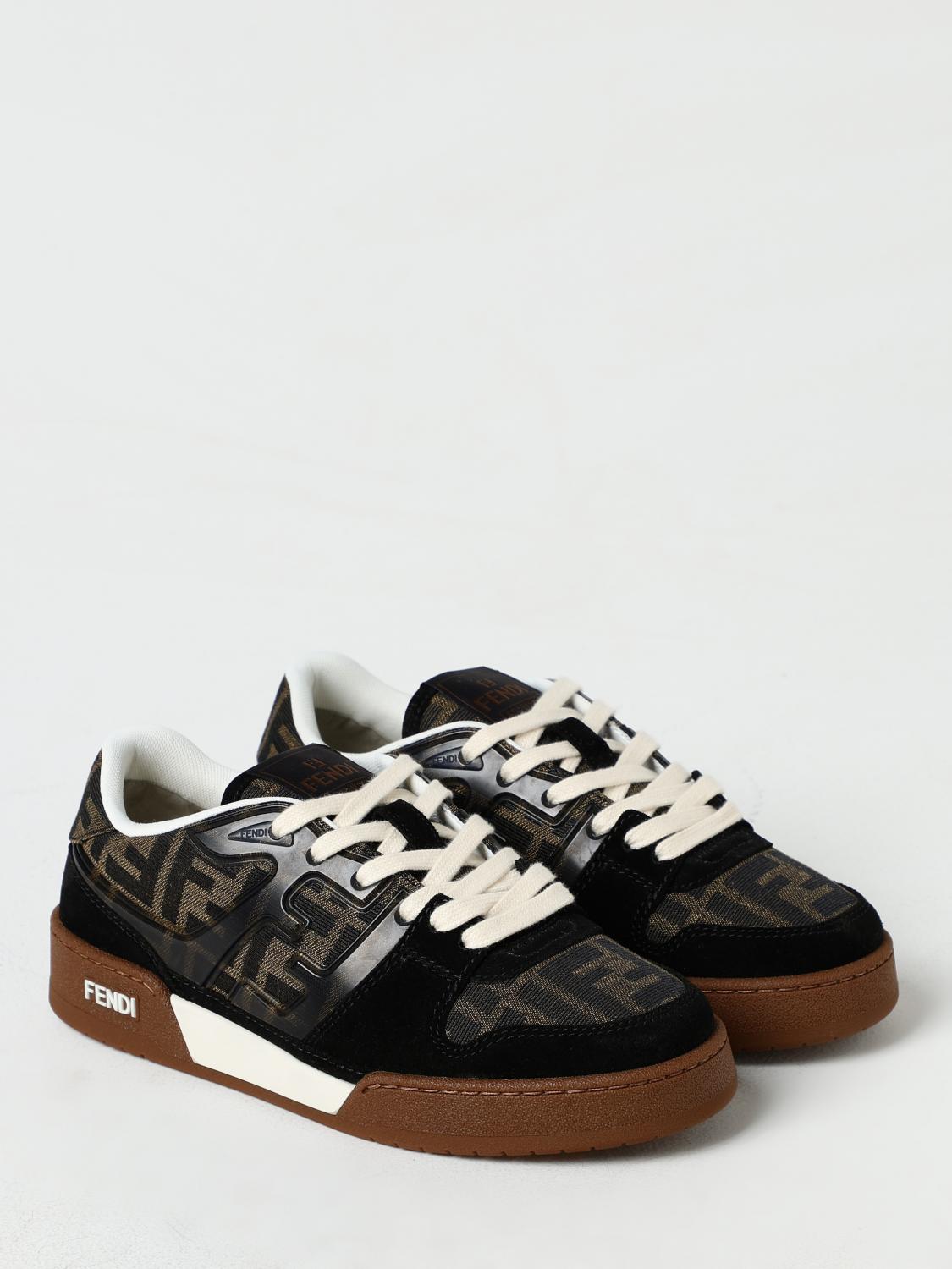 FENDI SNEAKERS: Fendi Match Sneakers aus Jacquard-Stoff und Wildleder, Braun - Img 2