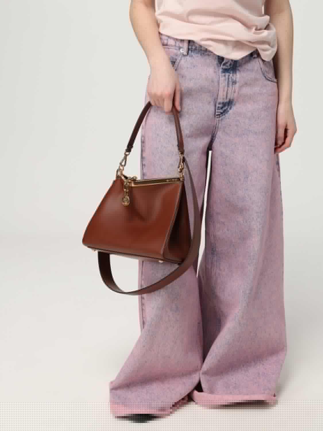 ETRO BORSA A SPALLA: Borsa Vela Etro in pelle, Cuoio - Img 2