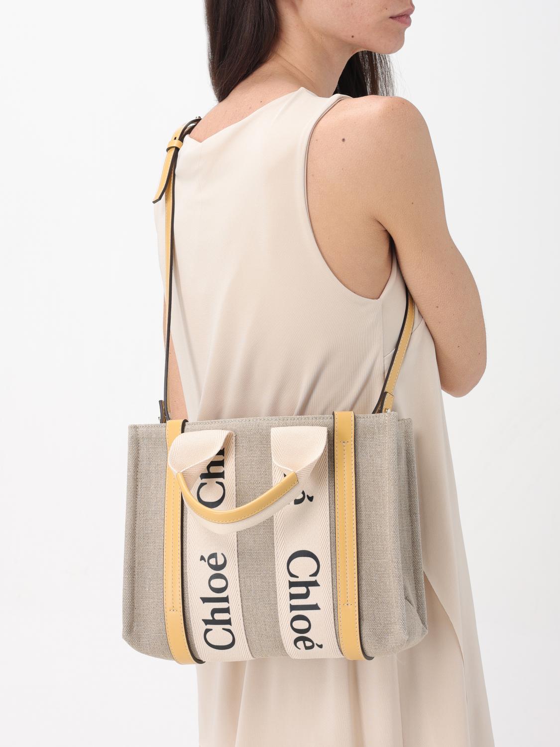 CHLOÉ BORSA A MANO: Borsa Chloé in canvas e pelle , Giallo - Img 2