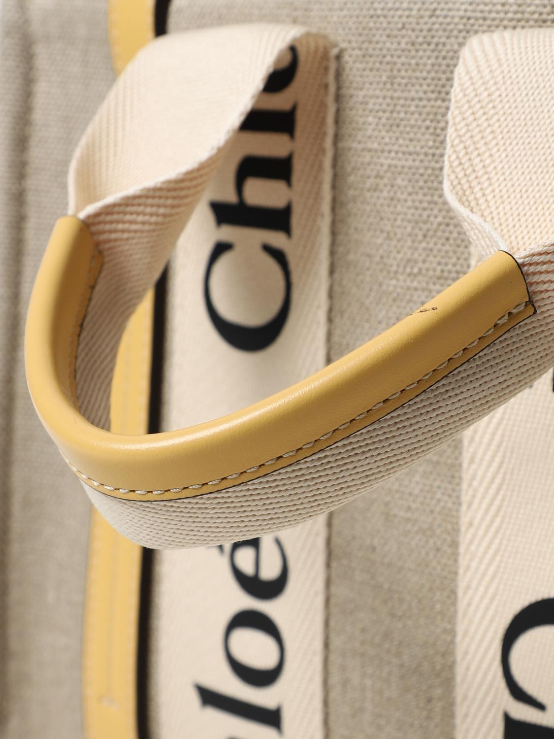 CHLOÉ BORSA A MANO: Borsa Chloé in canvas e pelle , Giallo - Img 4