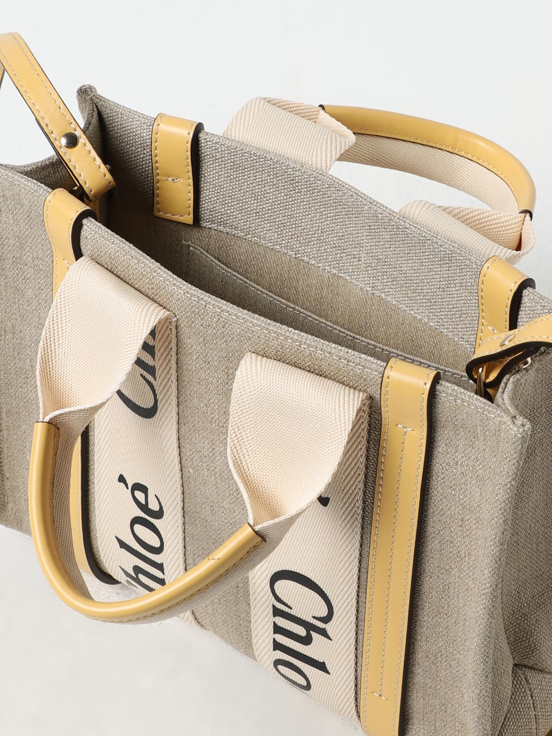 CHLOÉ BORSA A MANO: Borsa Chloé in canvas e pelle , Giallo - Img 5
