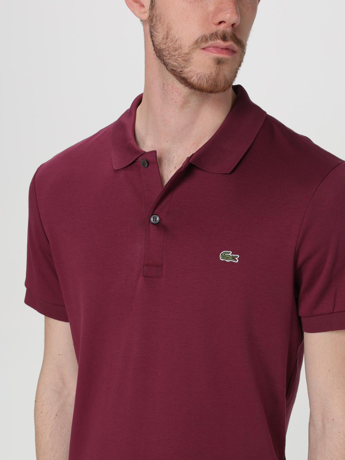 LACOSTE POLO: Polo Lacoste de piqué de algodón con logo, Color Vino - Img 3
